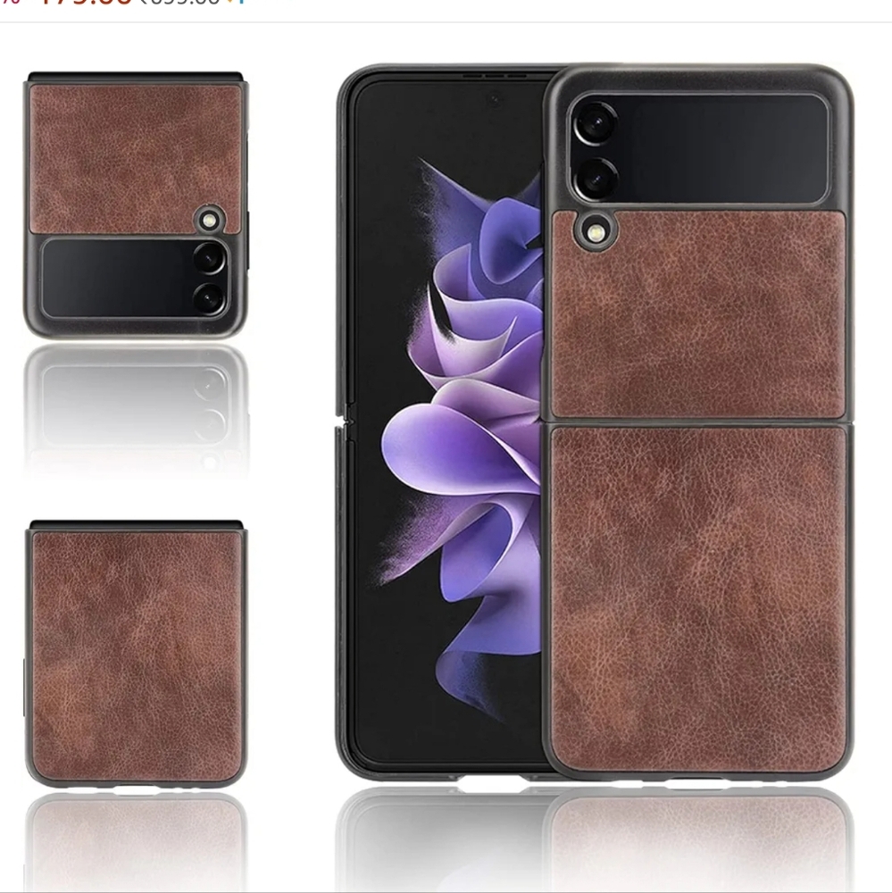 NeotrixQi Samsung Galaxy Z Flip 3 5G Case Vegan Leather Hard Phone Cover New